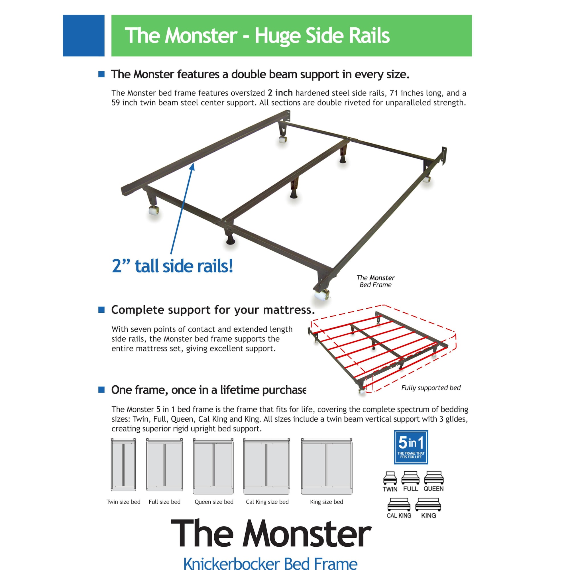 Knickerbocker Bed Frames 1236555 Monster Bed Frame Dunk & Bright